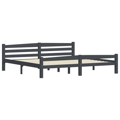 vidaXL Bed Frame without Mattress Dark Grey Solid Pinewood 200x200 cm 3