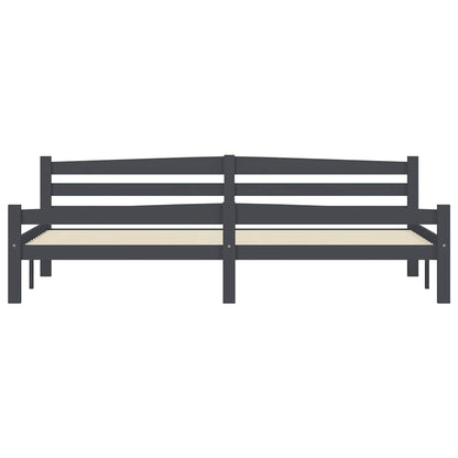 vidaXL Bed Frame without Mattress Dark Grey Solid Pinewood 200x200 cm 4