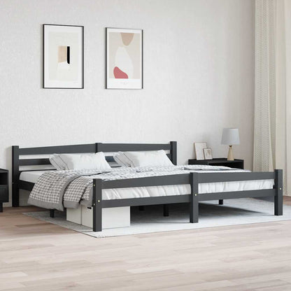vidaXL Bed Frame without Mattress Dark Grey Solid Pinewood 200x200 cm 1