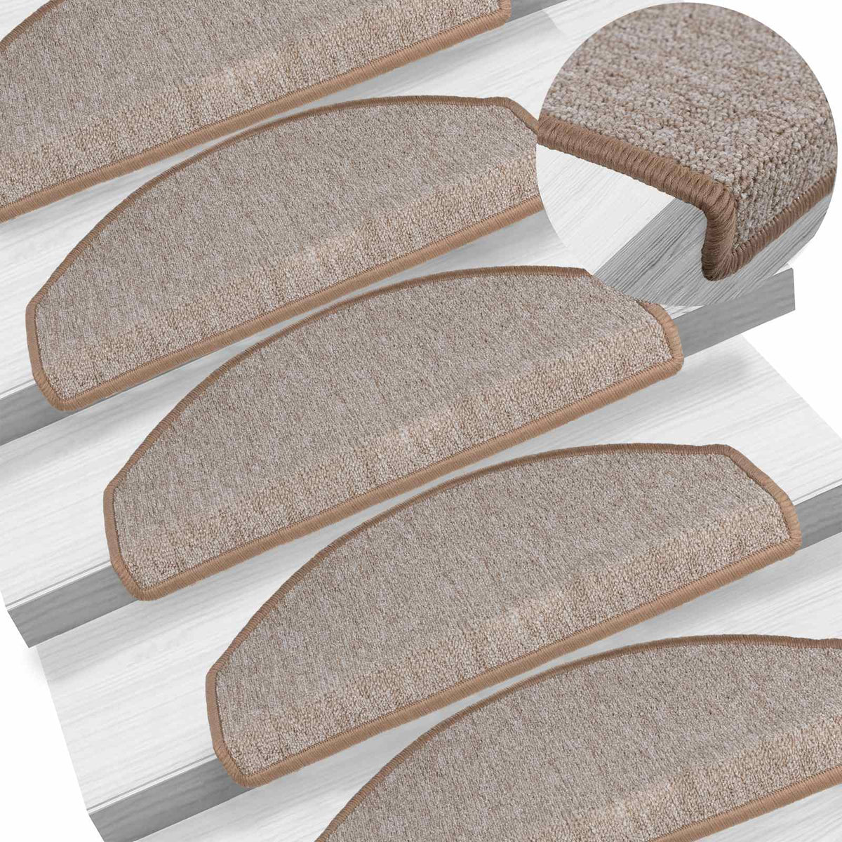 vidaXL Stair Mats 65x24x4 cm Half Round Large 10 pcs