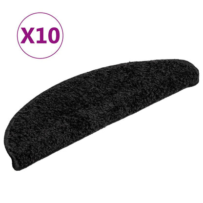 vidaXL Stair Mats 10 pcs 56x17x3 cm Black Half Round 2