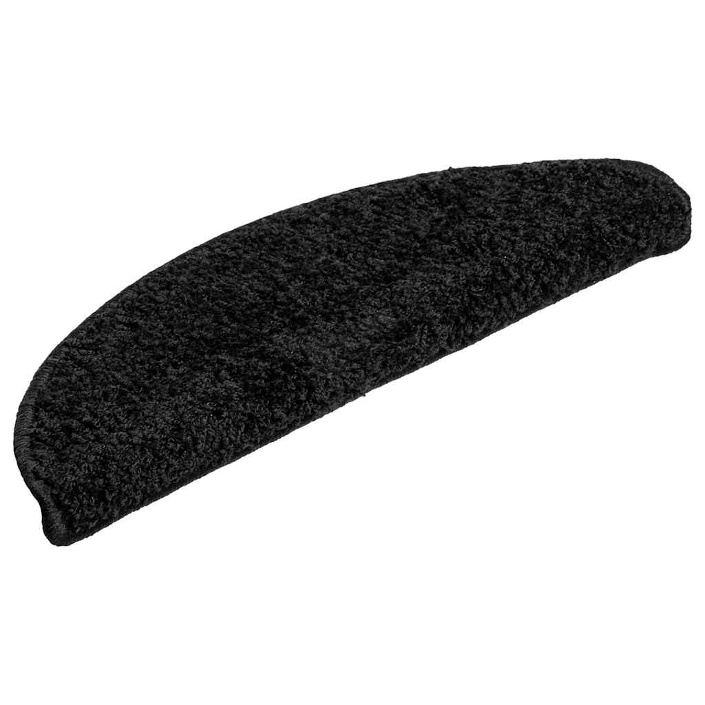 vidaXL Stair Mats 10 pcs 56x17x3 cm Black Half Round 3