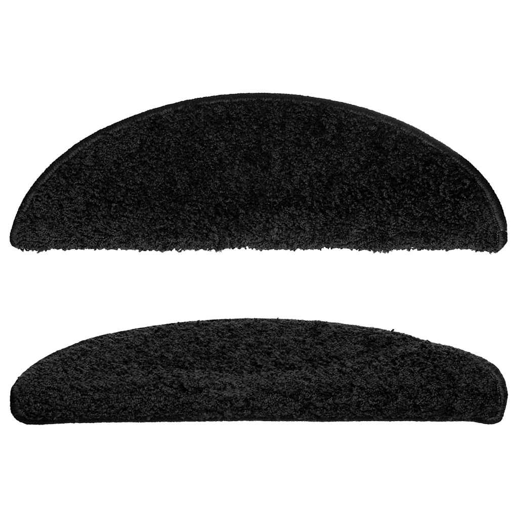 vidaXL Stair Mats 10 pcs 56x17x3 cm Black Half Round 4