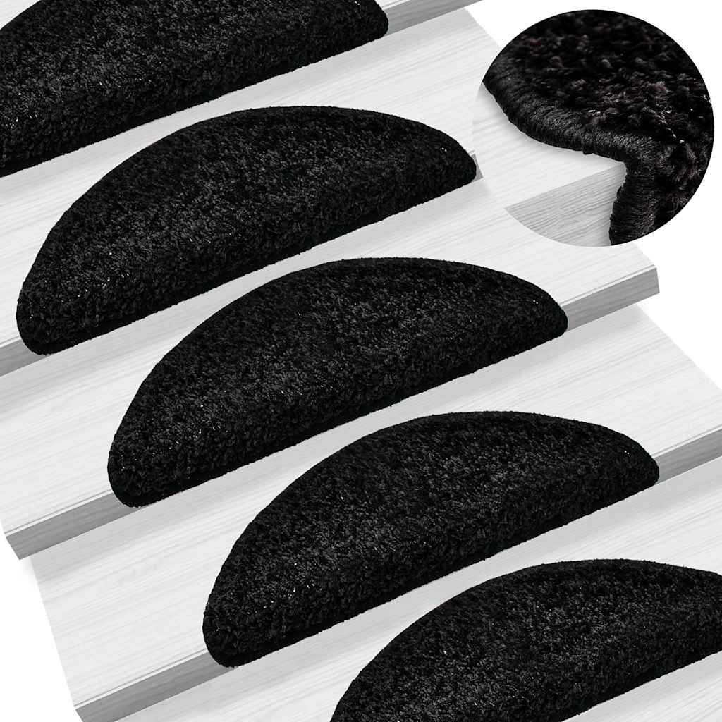 vidaXL Stair Mats 10 pcs 56x17x3 cm Black Half Round 1