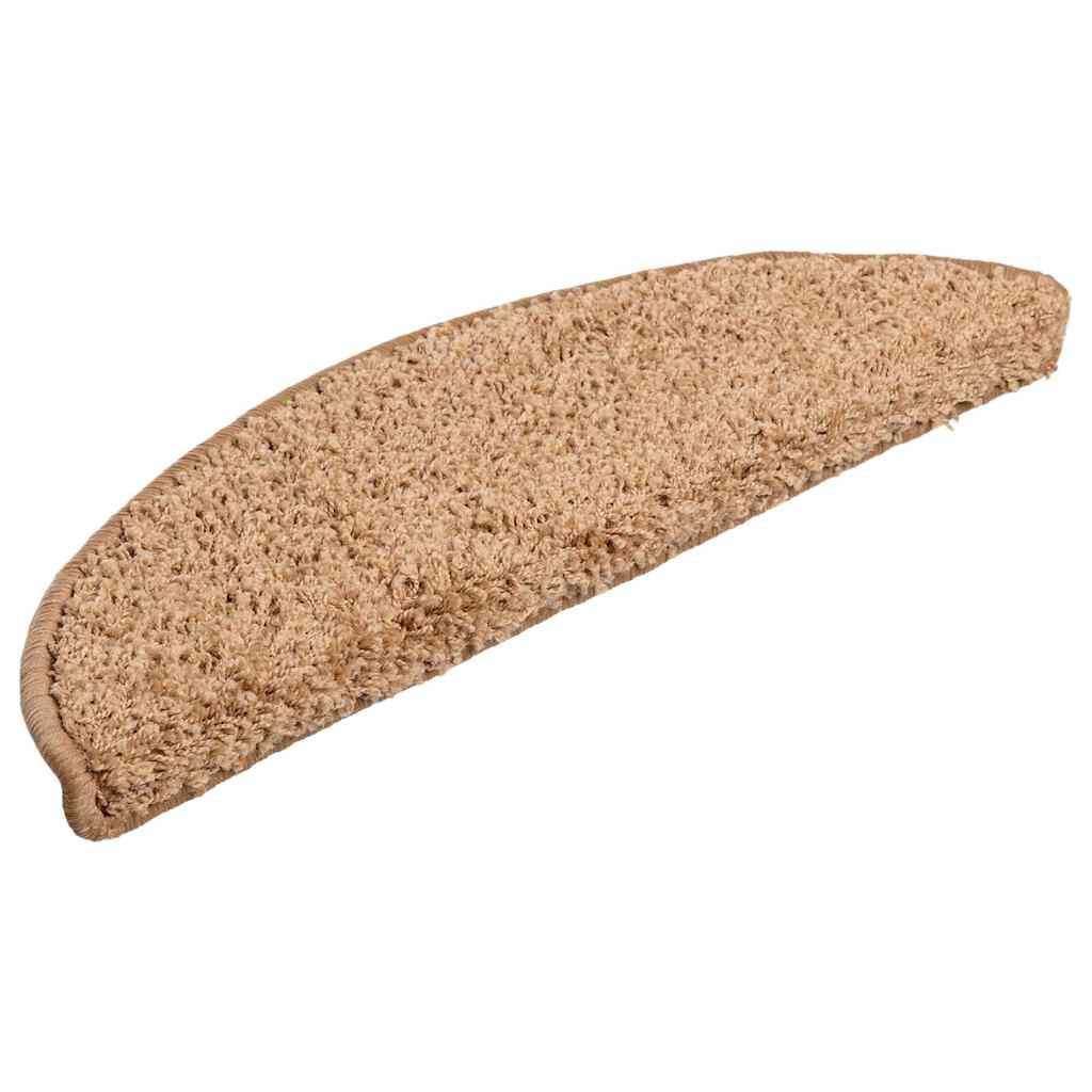 vidaXL Stair Mats 10 pcs 56x17x3 cm Beige Half Round 3