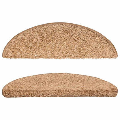 vidaXL Stair Mats 10 pcs 56x17x3 cm Beige Half Round 4
