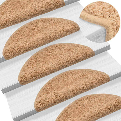 vidaXL Stair Mats 10 pcs 56x17x3 cm Beige Half Round 1
