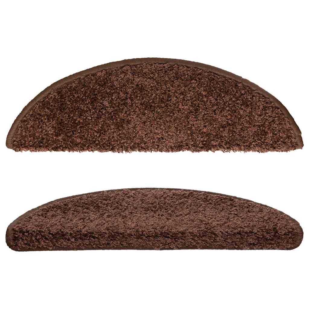 vidaXL Stair Mats 10 pcs 56x17x3 cm Brown Half Round 4