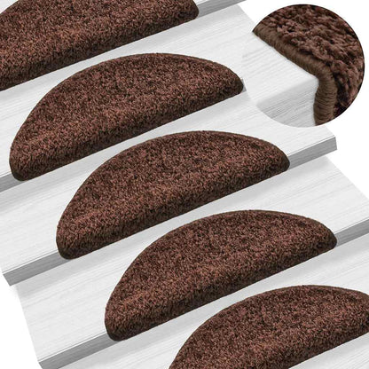 vidaXL Stair Mats 10 pcs 56x17x3 cm Brown Half Round 1