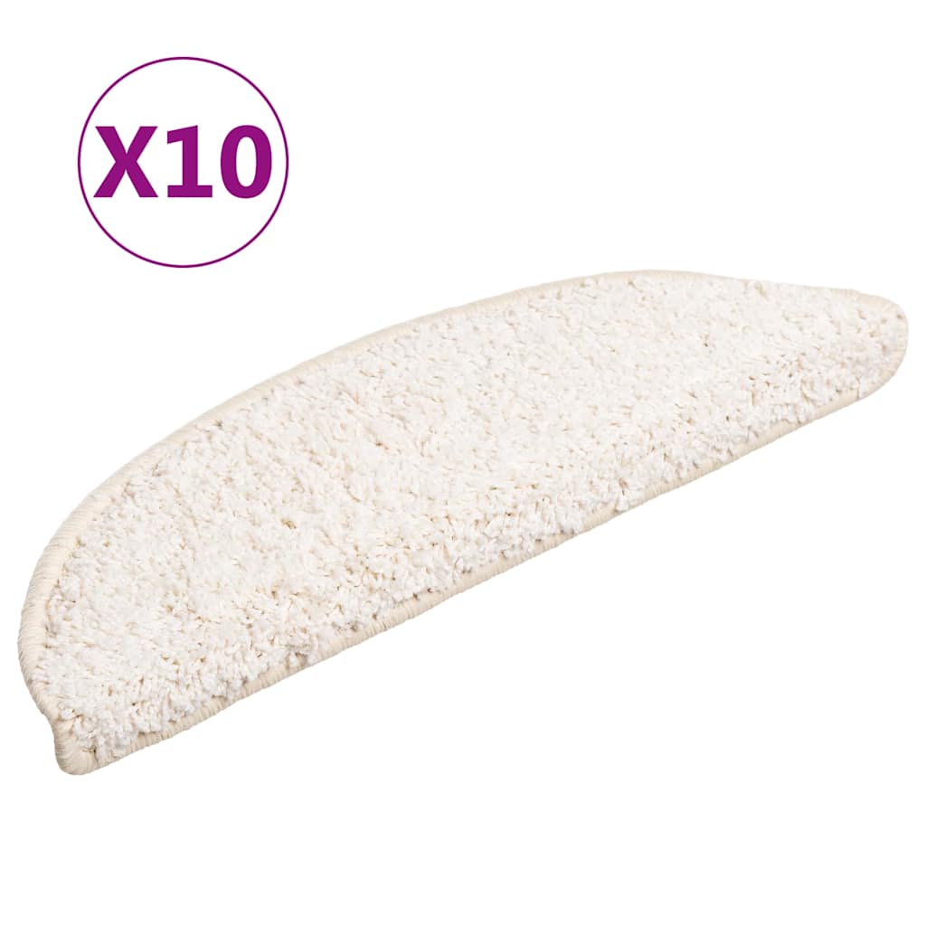 vidaXL Stair Mats 10 pcs 56x17x3 cm White Half Round 2