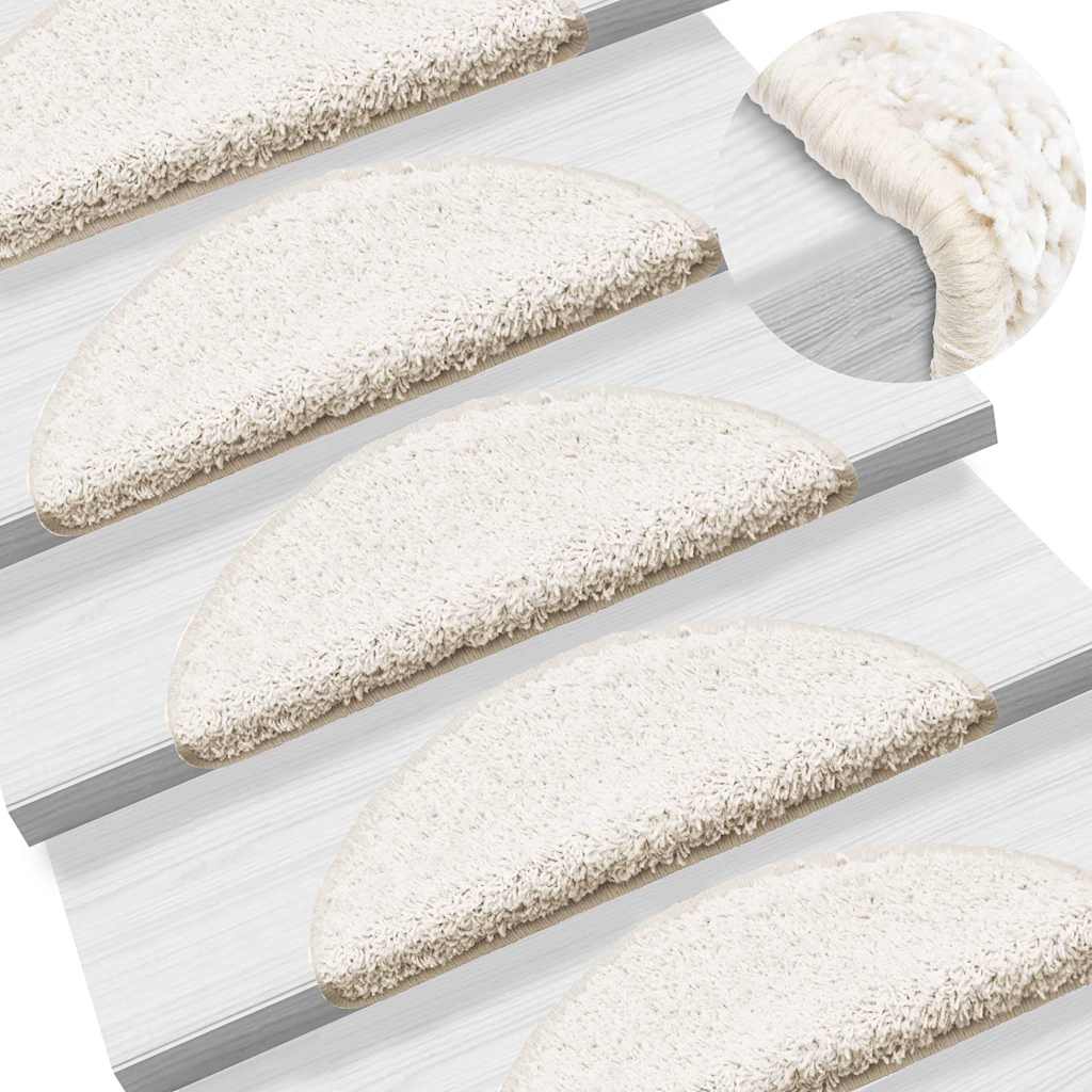 vidaXL Stair Mats 10 pcs 56x17x3 cm White Half Round 1