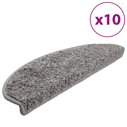 vidaXL Stair Mats 10 pcs 65x21x4 cm Grey Half Round Large 2