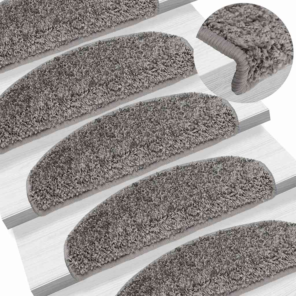 vidaXL Stair Mats 10 pcs 65x21x4 cm Grey Half Round Large 1