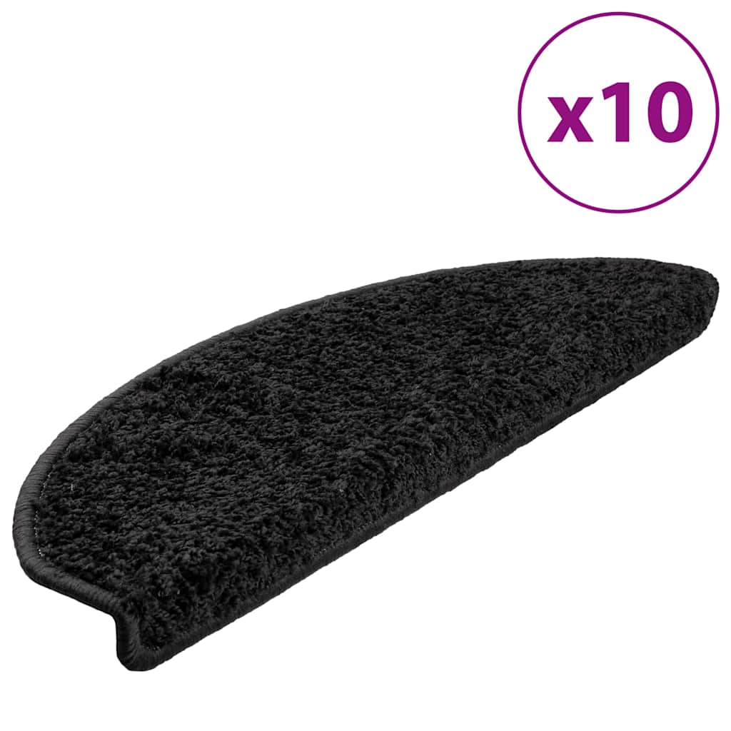 vidaXL Stair Mats 10 pcs 65x21x4 cm Black Half Round Large 2