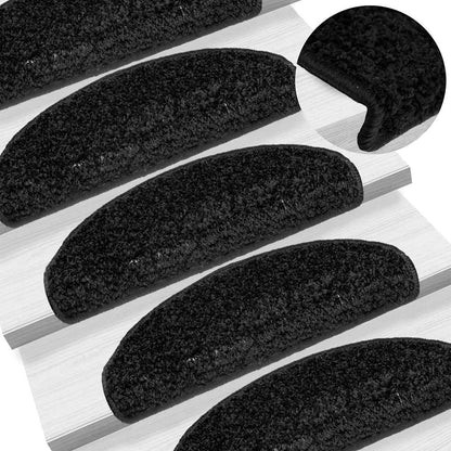 vidaXL Stair Mats 10 pcs 65x21x4 cm Black Half Round Large 1