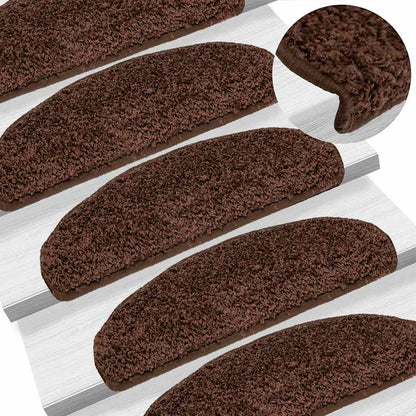 vidaXL Stair Mats 10 pcs 65x21x4 cm Brown Half Round Large 1