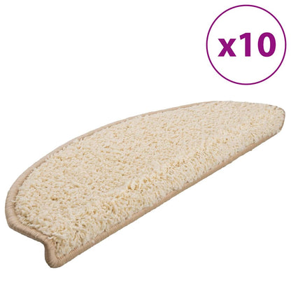 vidaXL Stair Mats 10 pcs 65x21x4 cm Cream Half Round Large 2