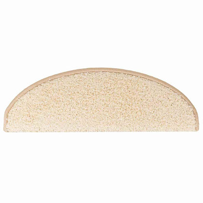 vidaXL Stair Mats 10 pcs 65x21x4 cm Cream Half Round Large 4