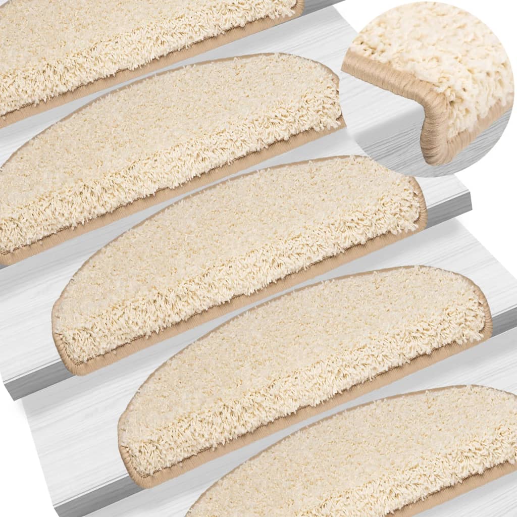 vidaXL Stair Mats 10 pcs 65x21x4 cm Cream Half Round Large 1