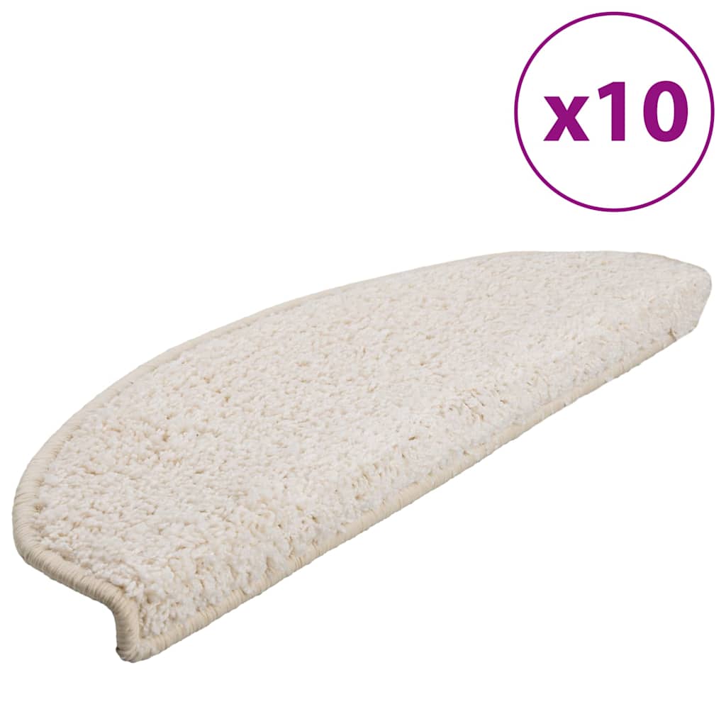 vidaXL Stair Mats 10 pcs 65x21x4 cm White Half Round Large 2