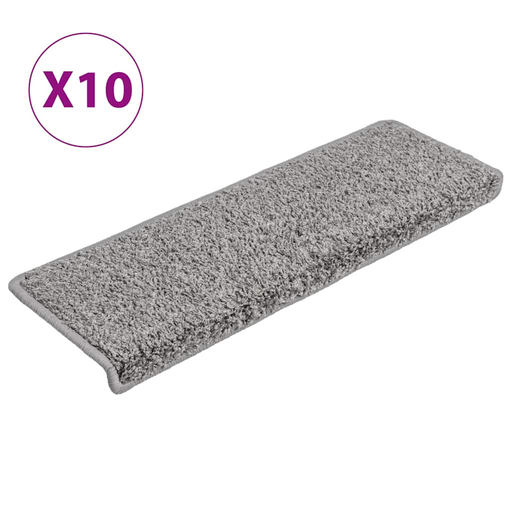 vidaXL Stair Mat | Set of 10 | Grey | Needle-punched fabric (100% polypropylene) 2