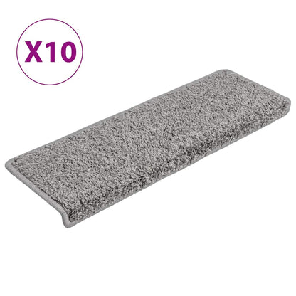 vidaXL Stair Mat | Set of 10 | Grey | Needle-punched fabric (100% polypropylene) 2