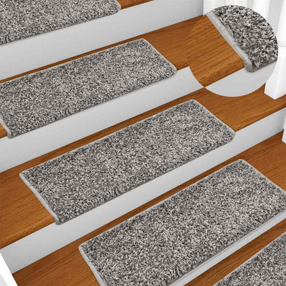 vidaXL Stair Mat | Set of 10 | Grey | Needle-punched fabric (100% polypropylene) 1