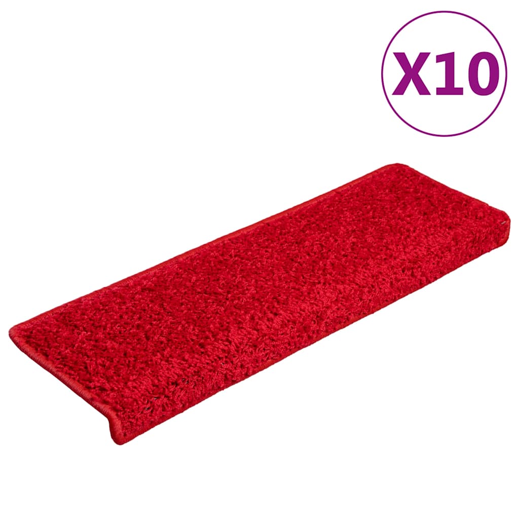 vidaXL Stair Mat | Set of 10 | Red | Needle-punched fabric (100% polypropylene) 2