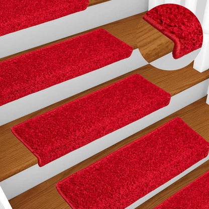 vidaXL Stair Mat | Set of 10 | Red | Needle-punched fabric (100% polypropylene) 1