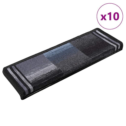 vidaXL Stair Mat | Set of 10 | Black and Grey | 100% Polyamide | 65 x 21 x 4 cm 1