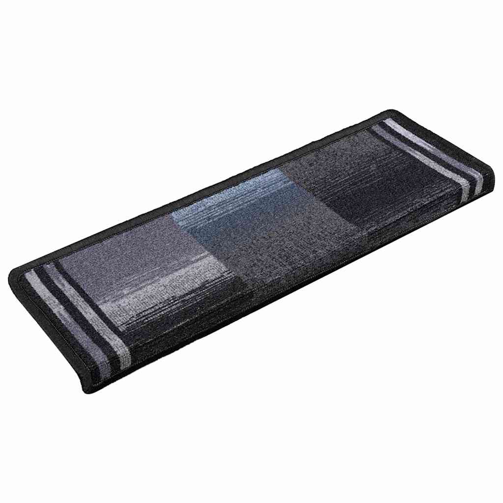 vidaXL Stair Mat | Set of 10 | Black and Grey | 100% Polyamide | 65 x 21 x 4 cm 2