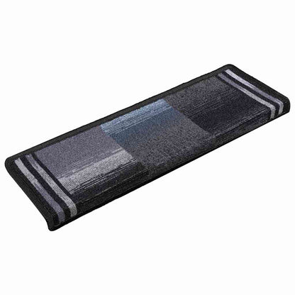 vidaXL Stair Mat | Set of 10 | Black and Grey | 100% Polyamide | 65 x 21 x 4 cm 2