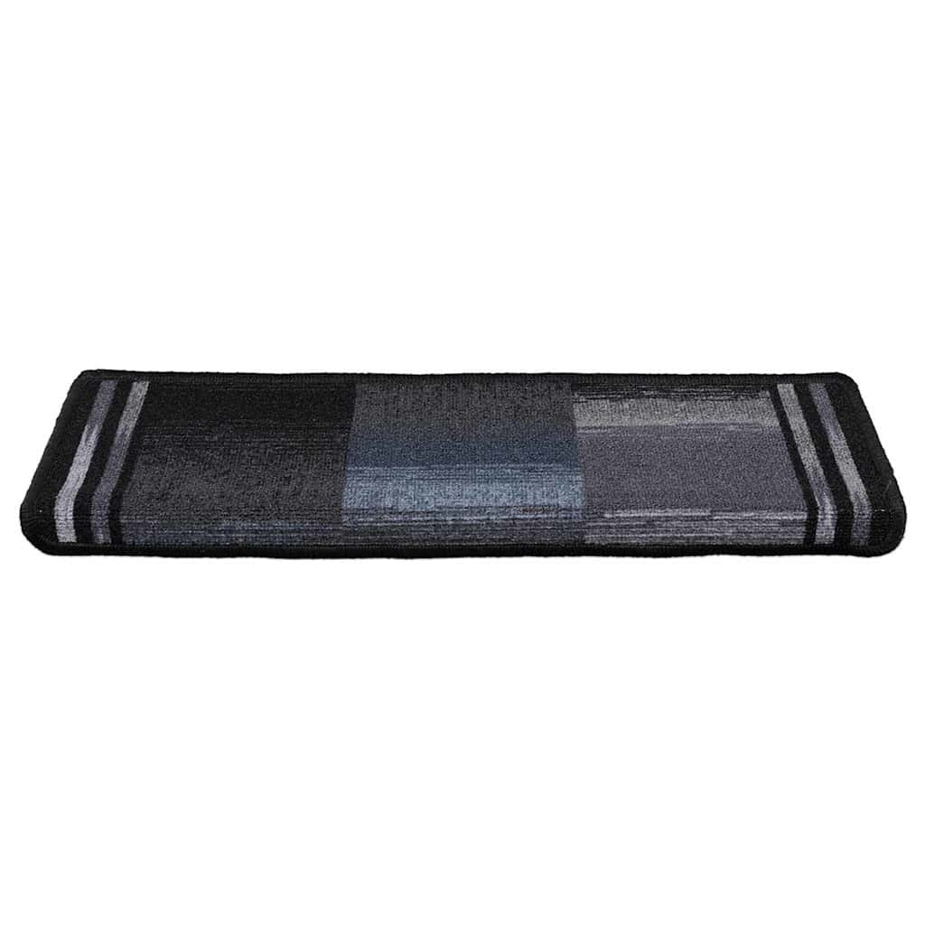 vidaXL Stair Mat | Set of 10 | Black and Grey | 100% Polyamide | 65 x 21 x 4 cm 3