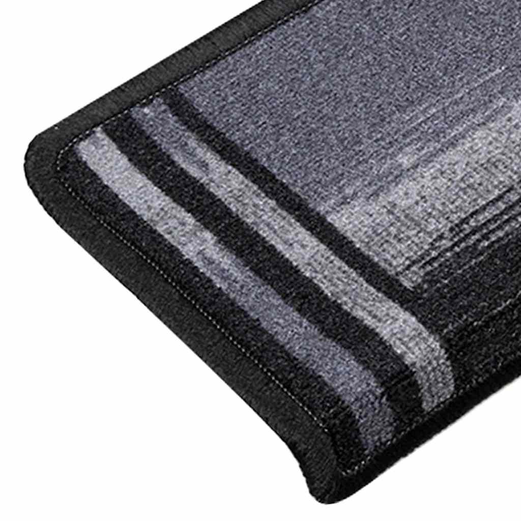 vidaXL Stair Mat | Set of 10 | Black and Grey | 100% Polyamide | 65 x 21 x 4 cm 6