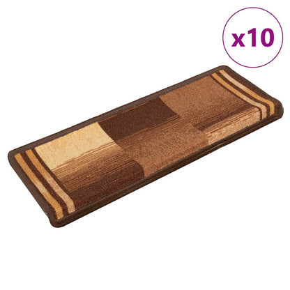 vidaXL Stair Mats Self-adhesive 10 pcs 65x21x4 cm Brown 1