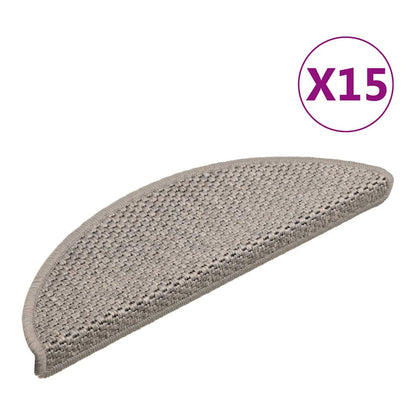 Stair Mats Self-adhesive Sisal-Look 56x17x3 cm 15 pcs Silver