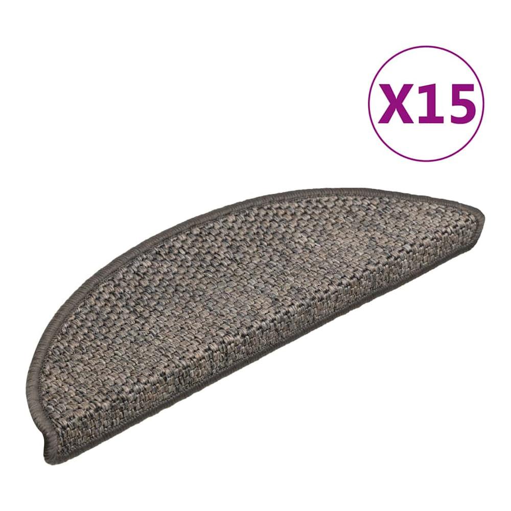 Stair Mats Self-adhesive Sisal-Look 56x17x3 cm 15 pcs Grey and beige