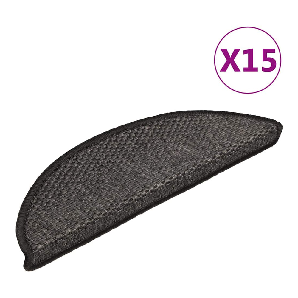 Stair Mats Self-adhesive Sisal-Look 56x17x3 cm 15 pcs Anthracite