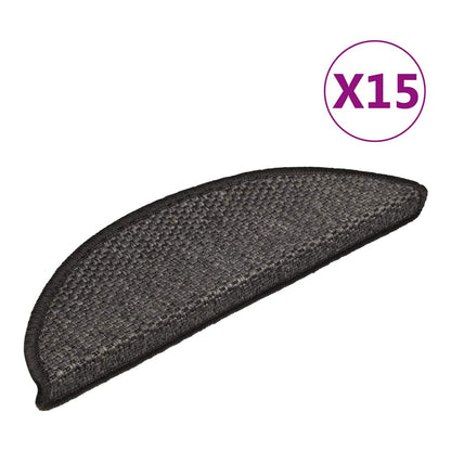 Stair Mats Self-adhesive Sisal-Look 56x17x3 cm 15 pcs Anthracite