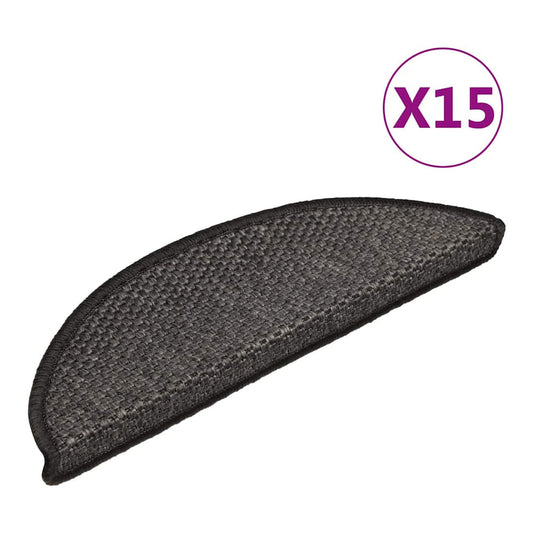 Stair Mats Self-adhesive Sisal-Look 56x17x3 cm 15 pcs Anthracite