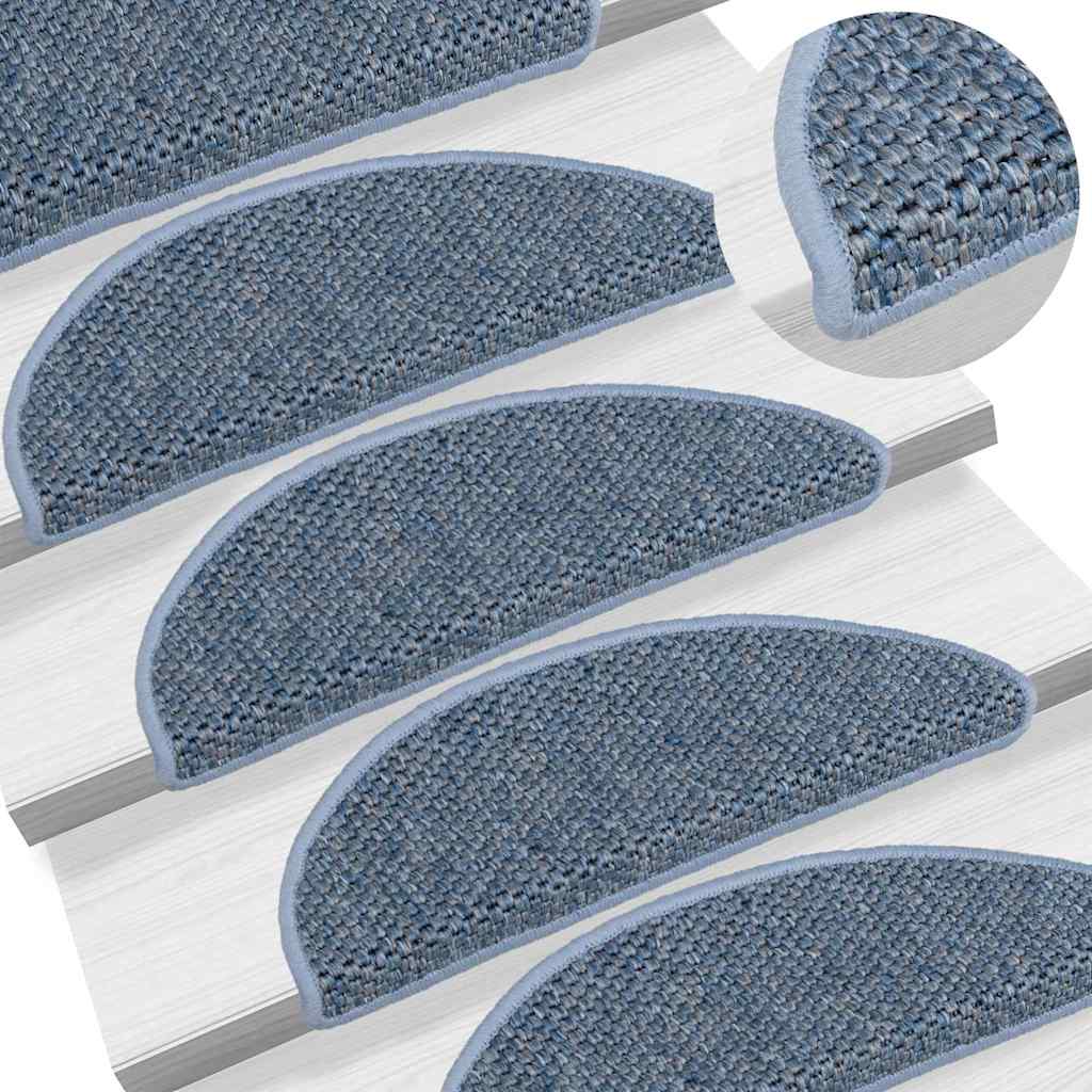 Stair Mats Self-adhesive Sisal-Look 56x17x3 cm 15 pcs Blue