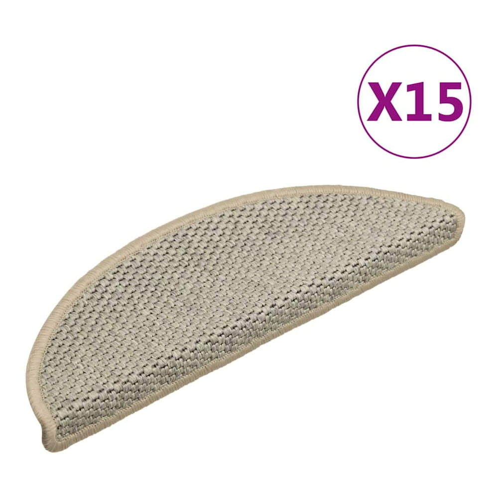 Stair Mats Self-adhesive Sisal-Look 56x17x3 cm 15 pcs Light green