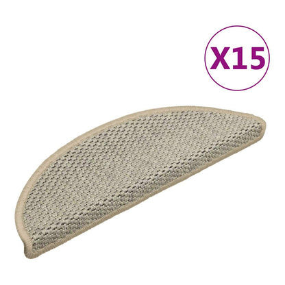 Stair Mats Self-adhesive Sisal-Look 56x17x3 cm 15 pcs Light green