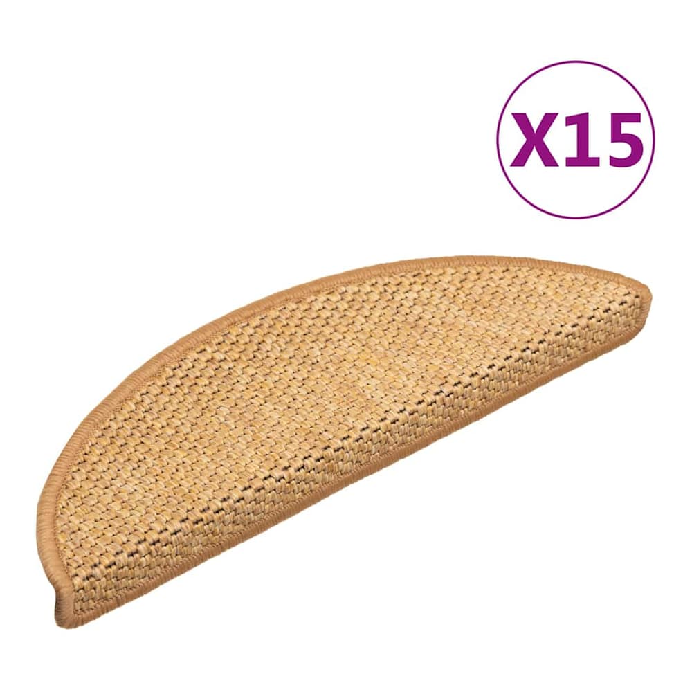 Stair Mats Self-adhesive Sisal-Look 56x17x3 cm 15 pcs Sisal