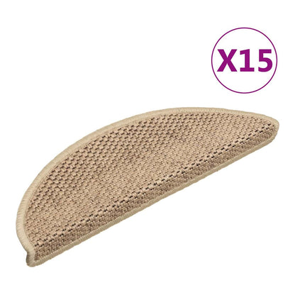 Stair Mats Self-adhesive Sisal-Look 56x17x3 cm 15 pcs Sand