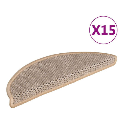 Stair Mats Self-adhesive Sisal-Look 56x17x3 cm 15 pcs Light beige