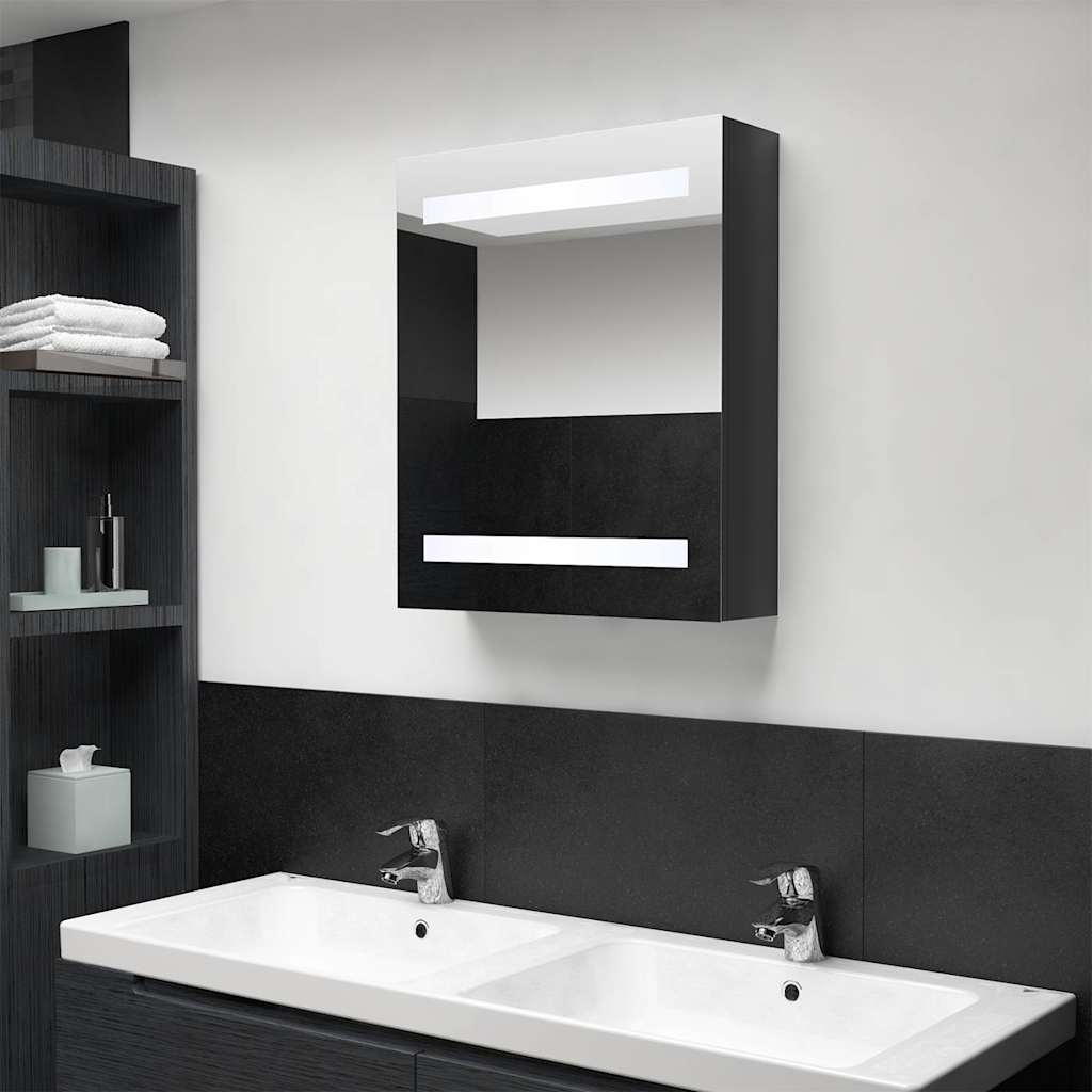 vidaXL Bathroom Cabinet | Shining Black | MDF with Melamine Finish, Glass 1