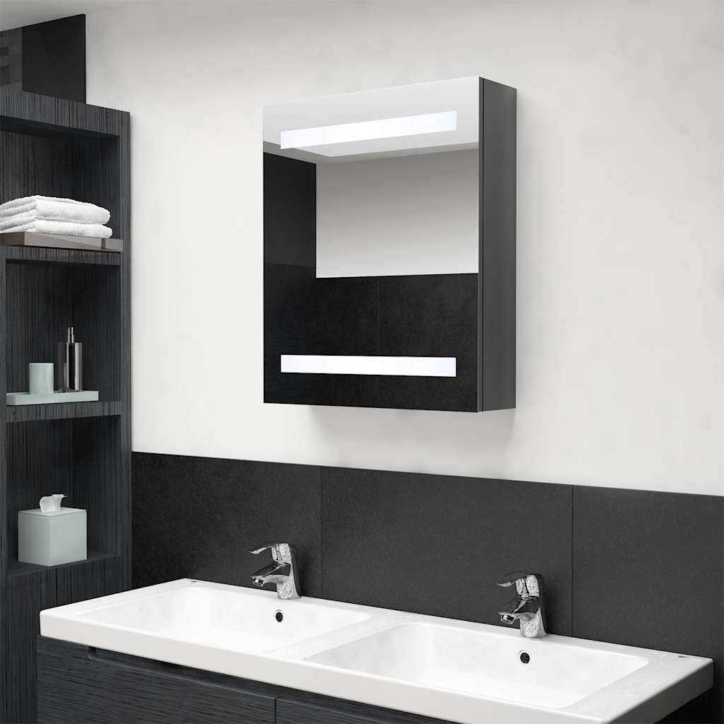 vidaXL Bathroom Cabinet | Shining Grey | MDF with Melamine Finish, Glass 1