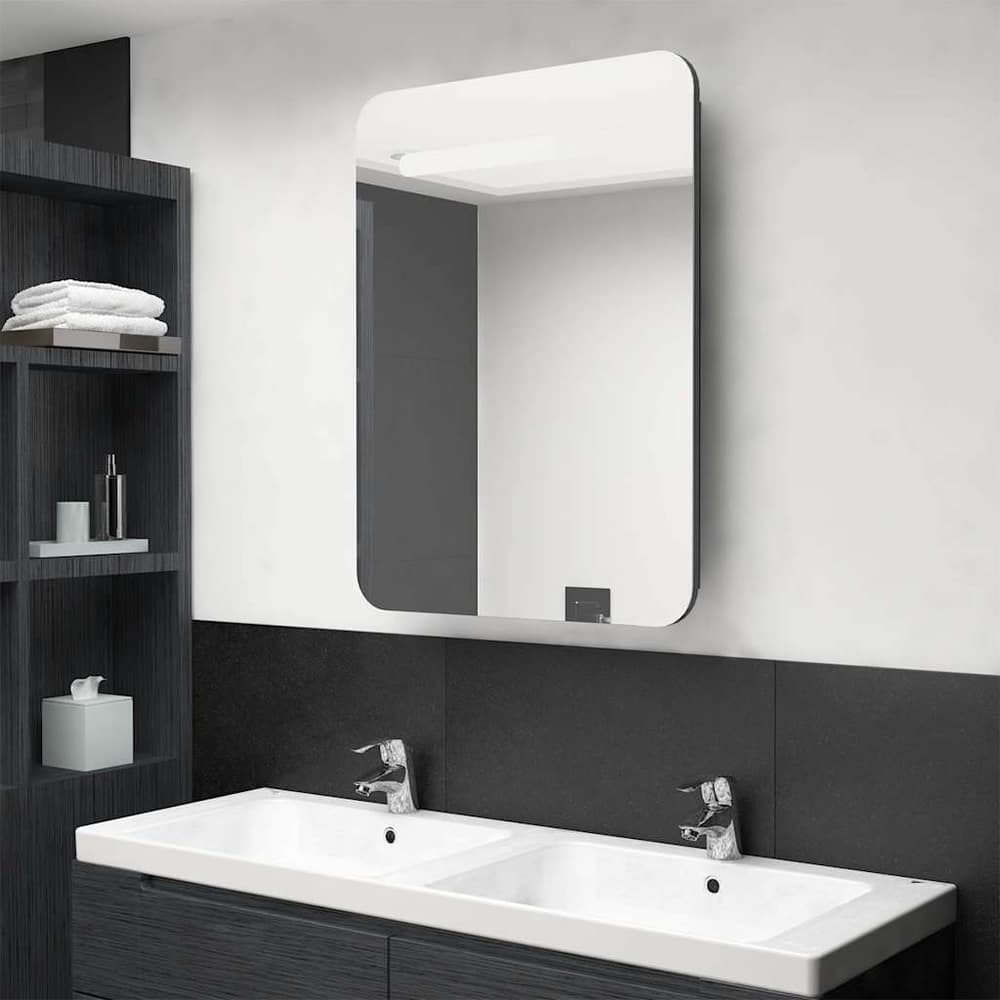 LED Bathroom Mirror Cabinet 60x11x80 cm Grey