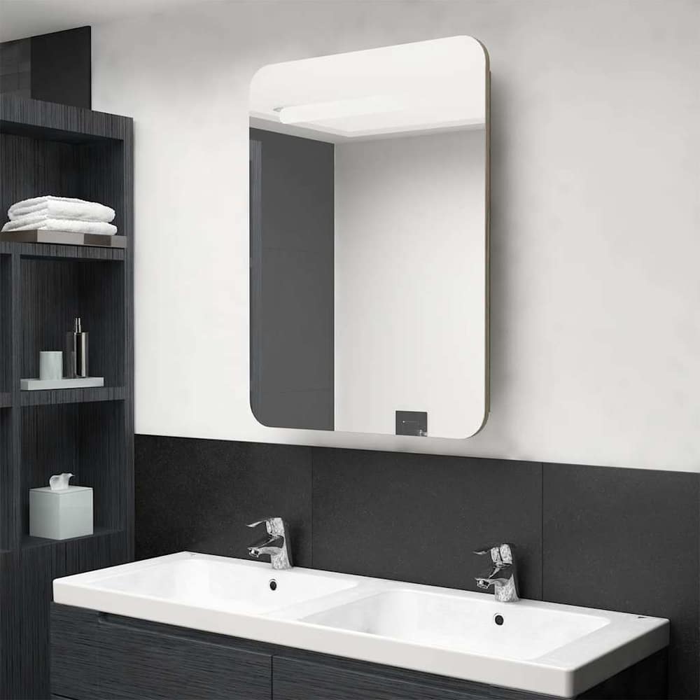 LED Bathroom Mirror Cabinet 60x11x80 cm Oak
